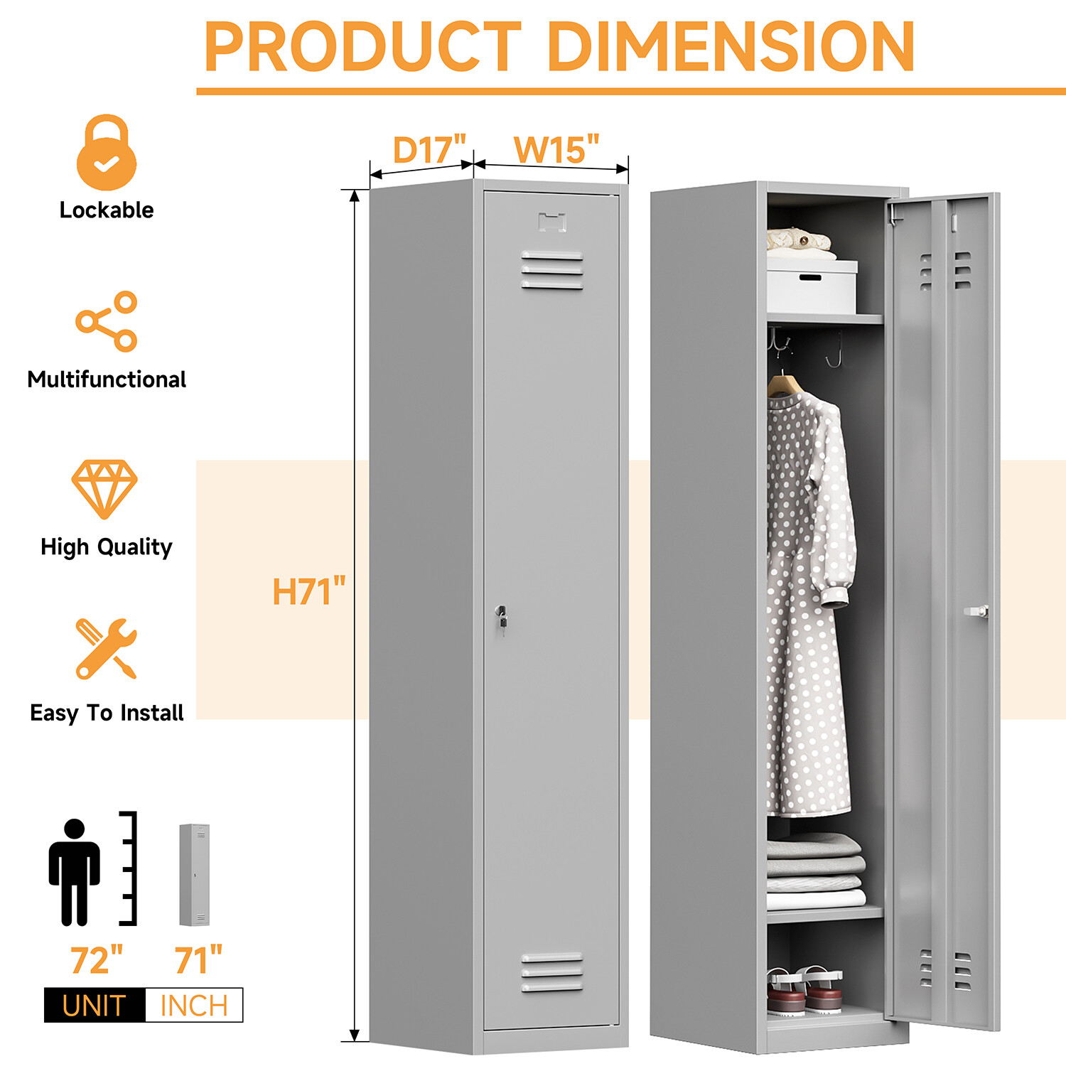 Metal Locker Lockable Storage Cabinet for Office School Use