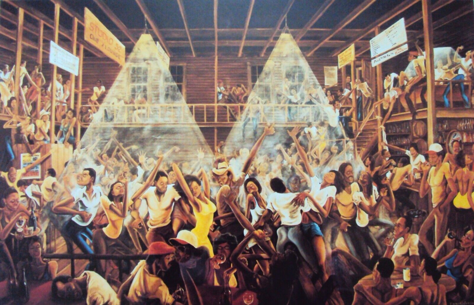 RARE VINTAGE NIGHT LIFE AT THE STUDIO Black African Art 1990s Ernest Watson!!