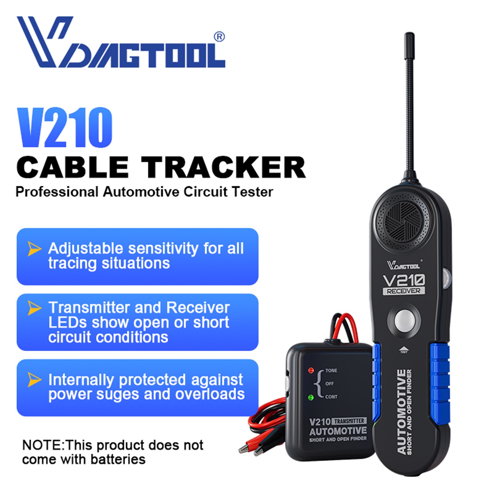 VDIAGTOOL V210 Electrical Open & Short Finder Circuit Tester Wire Breaker Finder