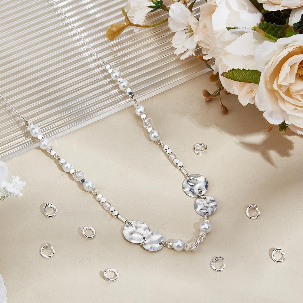 50 Pcs 5.5mm Locking Jump Rings in 925 Sterling Silver Plated Brass for Jewelry