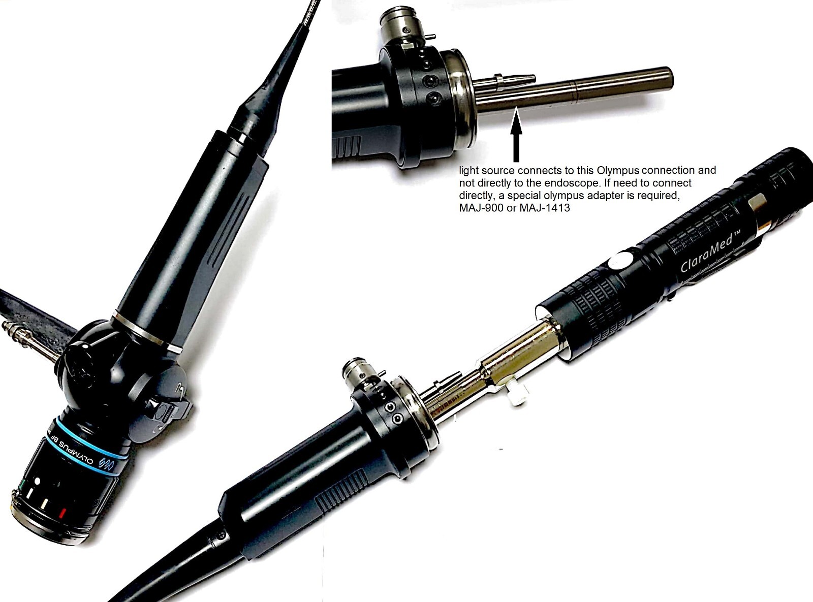 ClaraMed Battery/USB powered light source compatible with Olympus endoscopes. S3