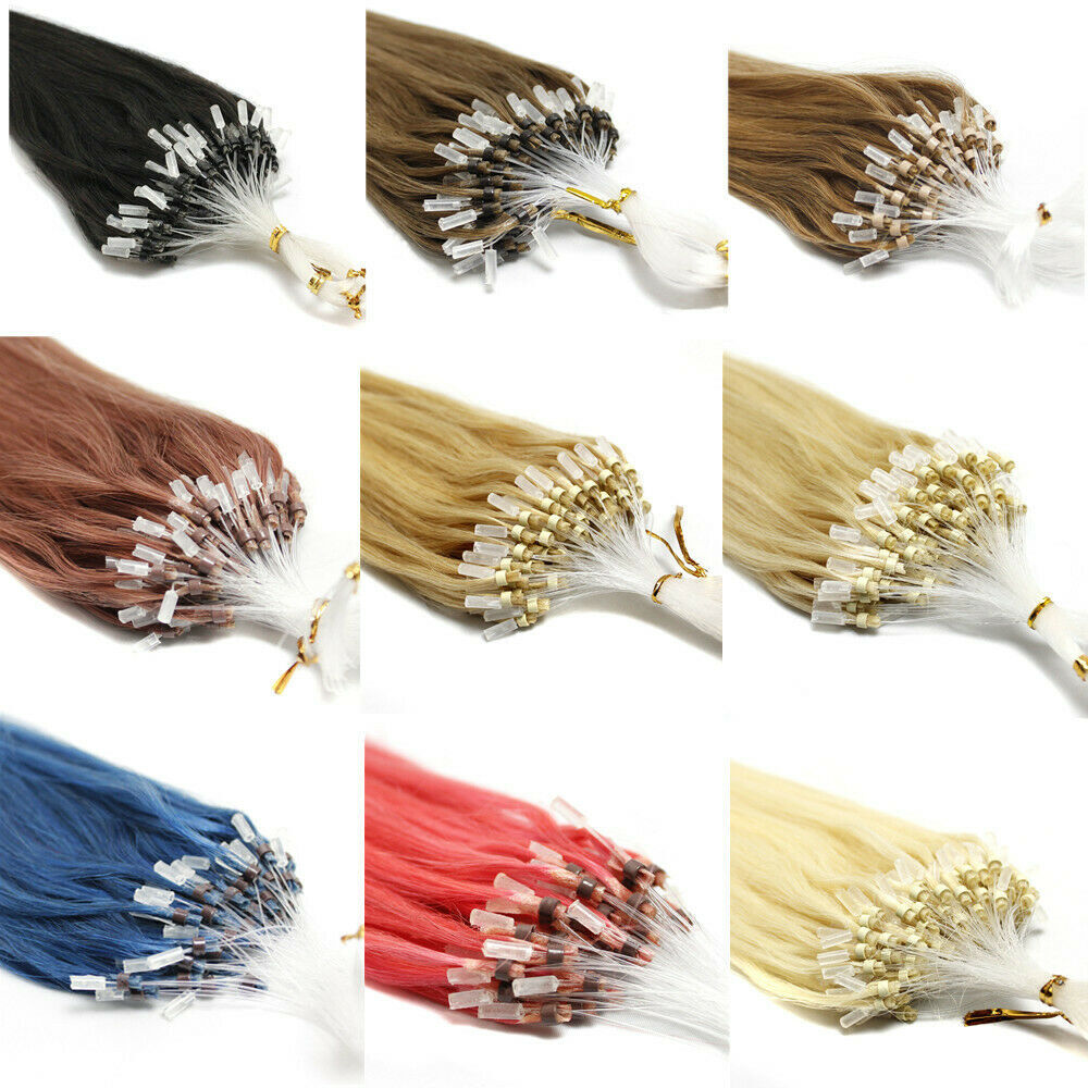 Micro Ring Loop Tip Remy Human Hair Extensions Straight Micro Beads Link Hair US