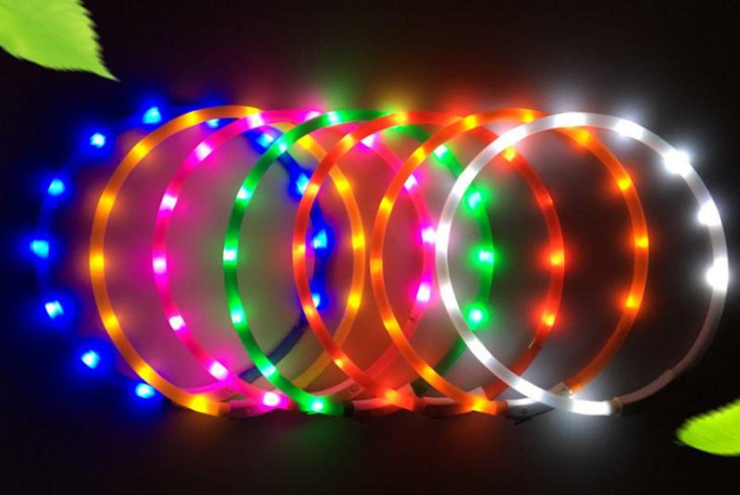 SOFT SILICONE RECHARGEABLE COLLAR glow light-UP LED for Dog Cat Pet Night Safety