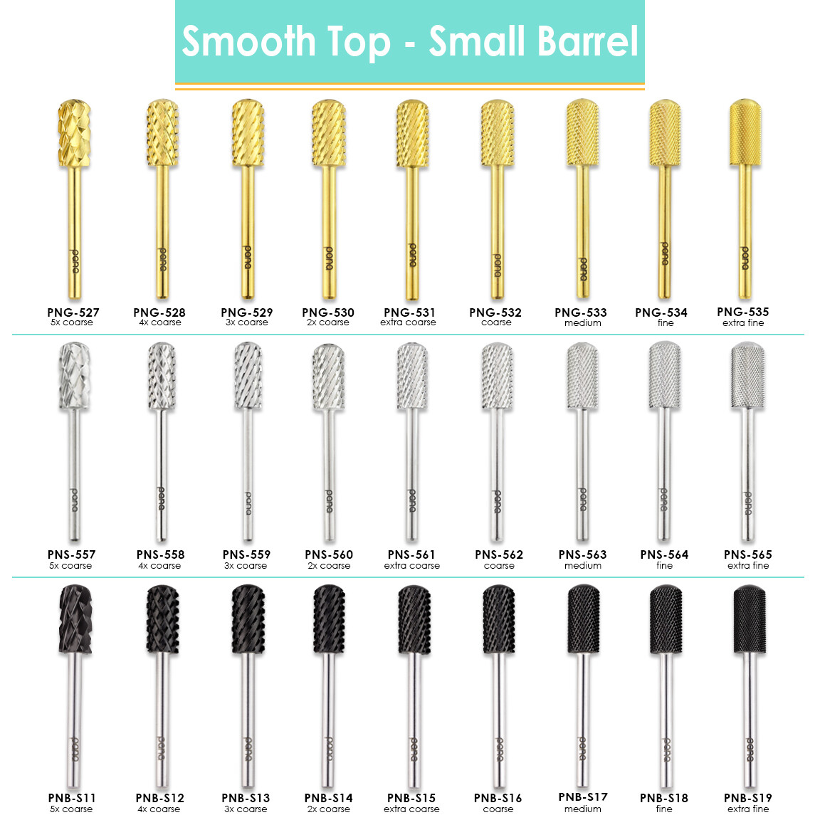 PANA 3/32" Shank Size -  Small or Large Barrel Smooth Round Top Nail Carbide Bit