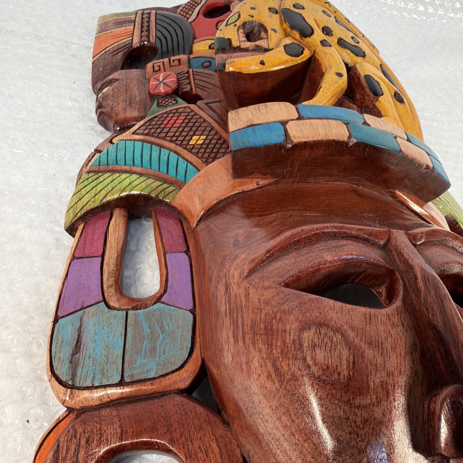 Hand-Carved Wooden Mayan Mask From Mexico