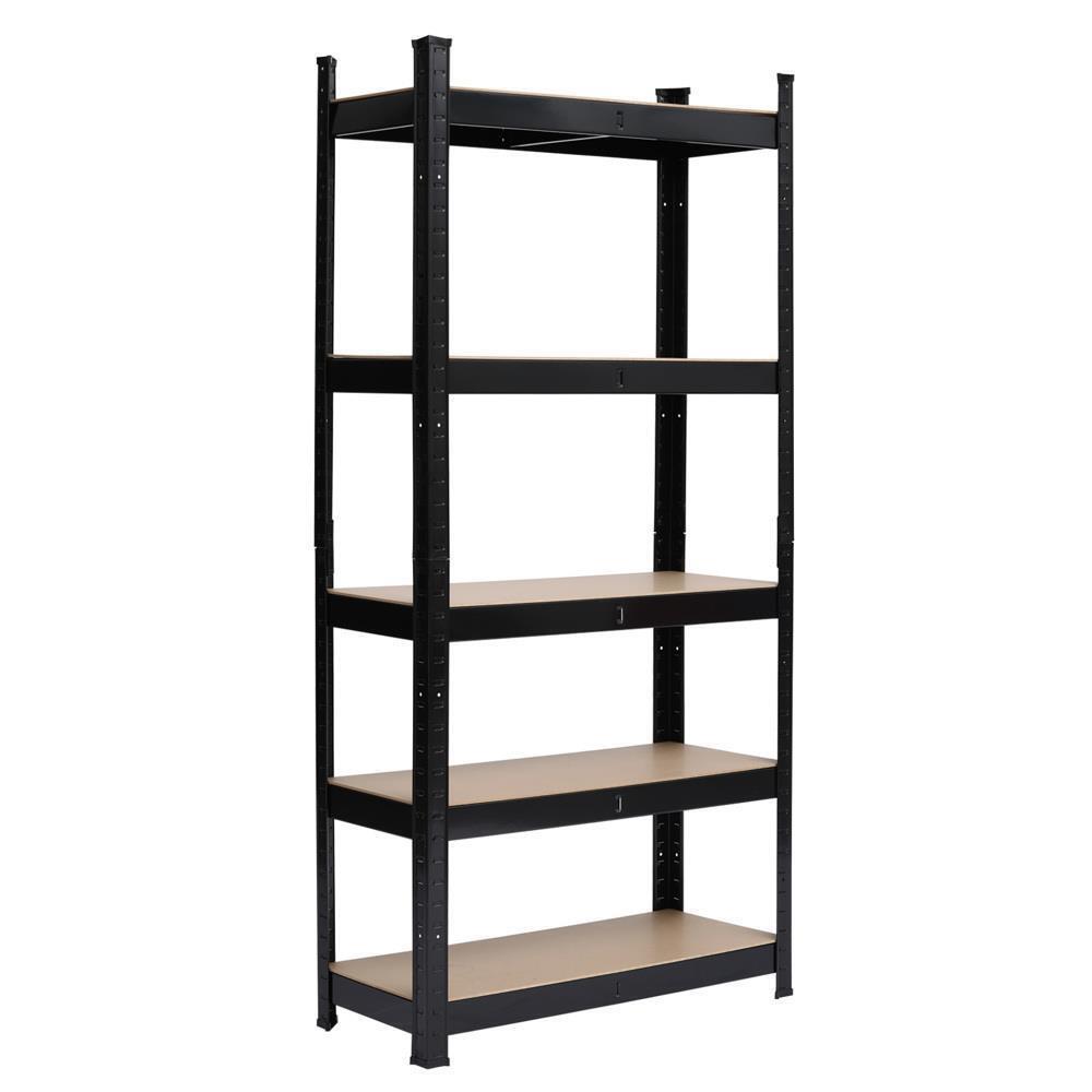 2x 5 Tier Heavy Duty Boltless Metal Shelving Shelves Storage Shelf Garage Black