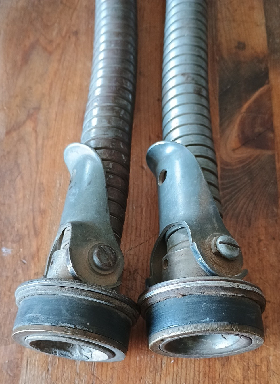Lot of 2 Vintage Jerry Gas Can Flex Nozzle Spout w/ Screen Cap US Military Clamp