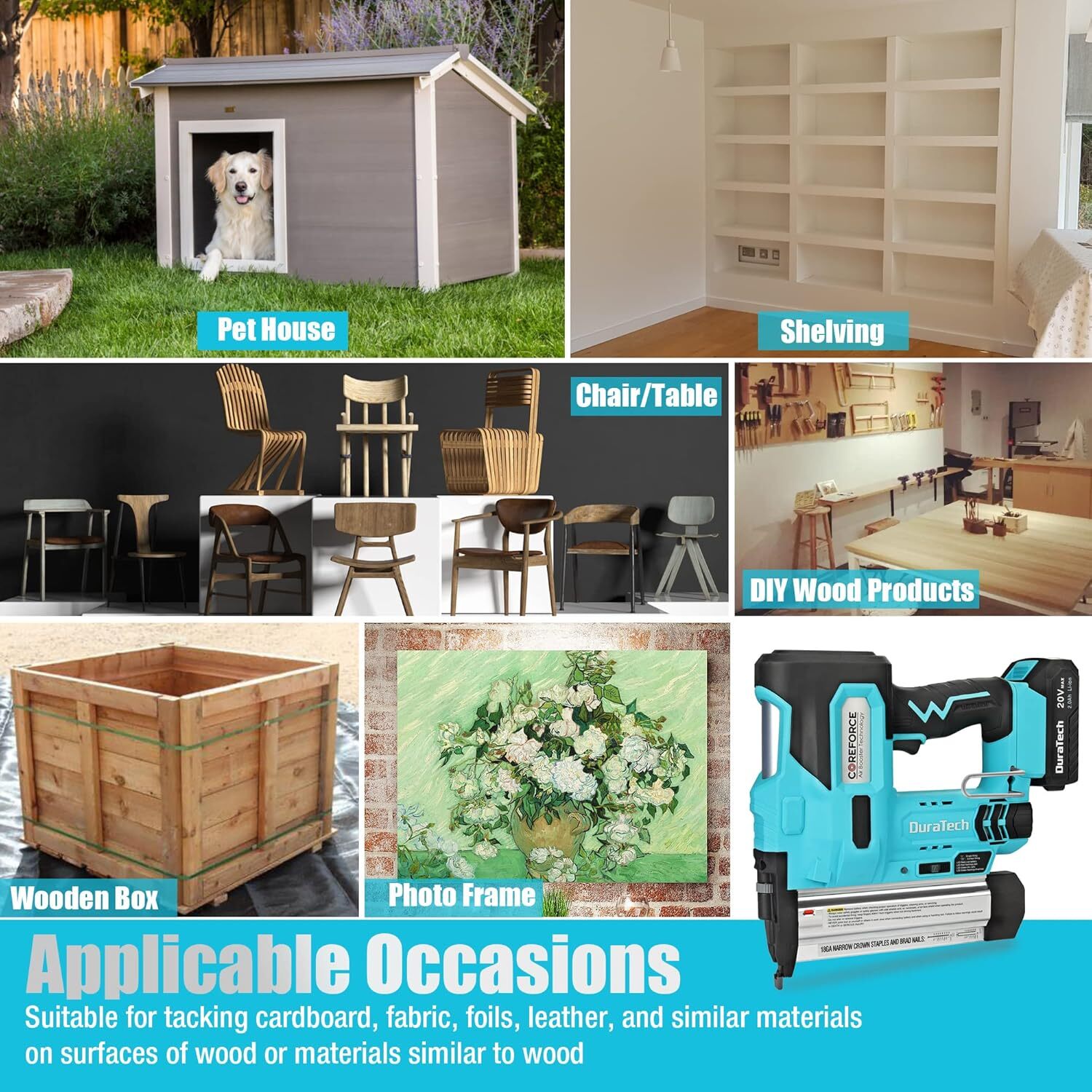 DURATECH 2 IN 1 Cordless Brad Nailer Battery Powered/18 GA Nail Battery Pack USA