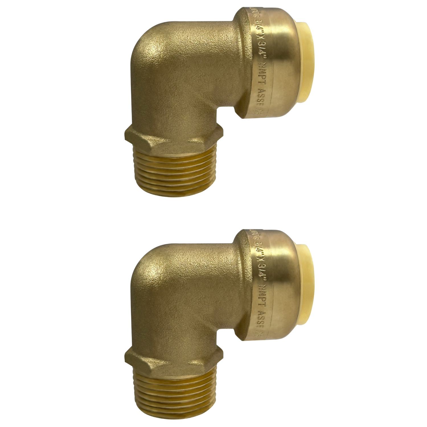 2 Pack XFITTING 3/4" Push Fit X 3/4" Male NPT Threaded Elbow, Lead Free Brass