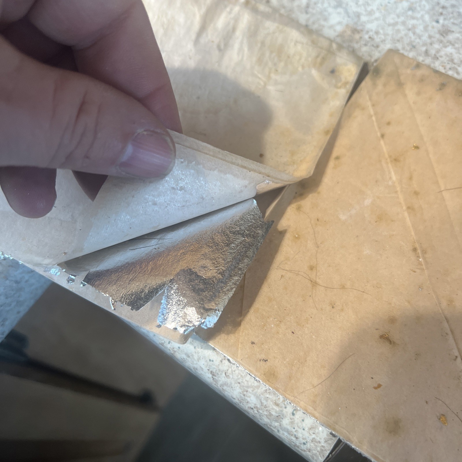 23 Kt imitation Gold Leaf 4x25 Sheets 5.5X 5.5 And 3x25 Silver Leaf 5.5x5.5