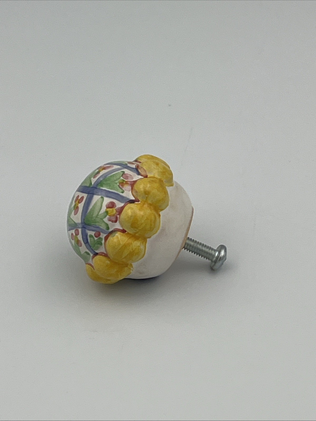 Mackenzie Childs Majolica 1.5” Flowers Multicolor Cabinet Knob Drawer Pull