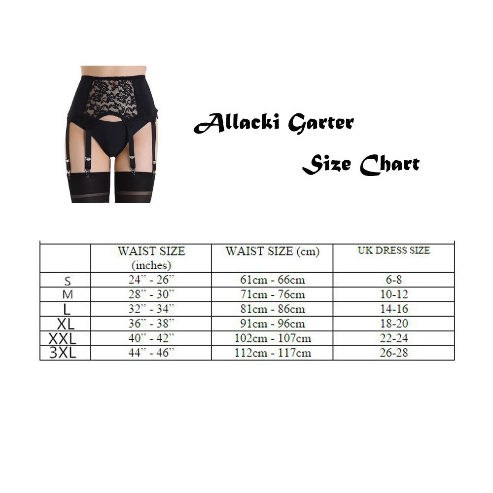 Allacki Floral Lace Panel Garter Belts Retro Court Style 6 Straps Suspender