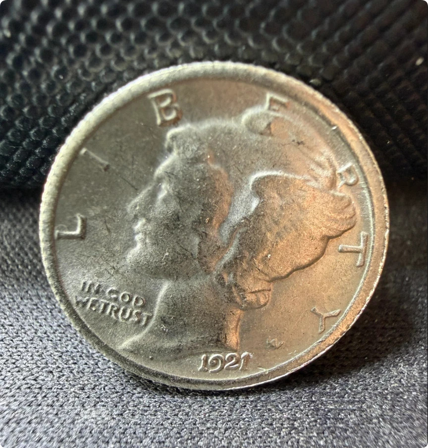 1921D Mercury Dime Low production in the first year As shown in the figure