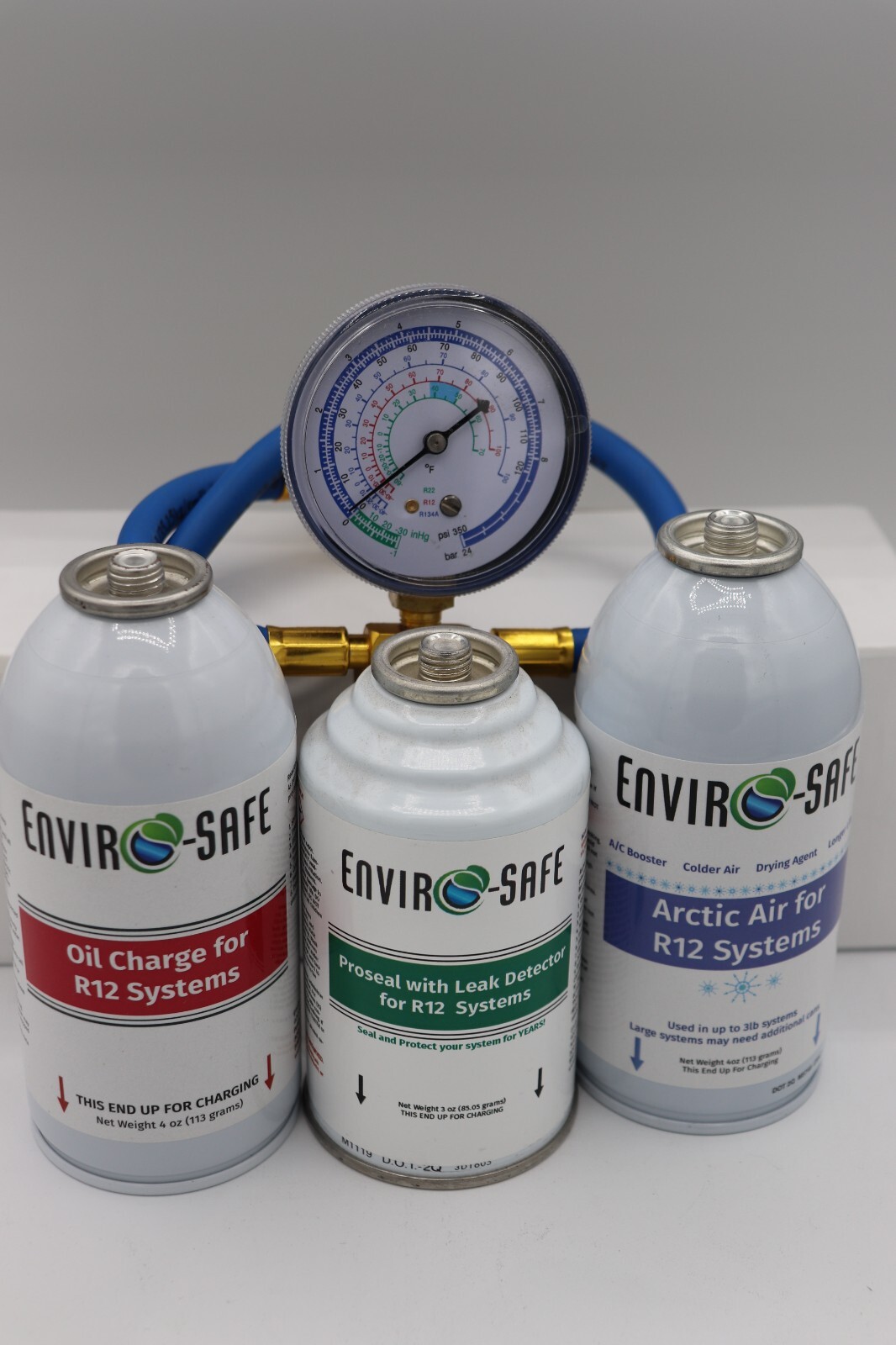 Envirosafe Arctic air for R12, Auto AC support with Oil, Proseal, charging gauge