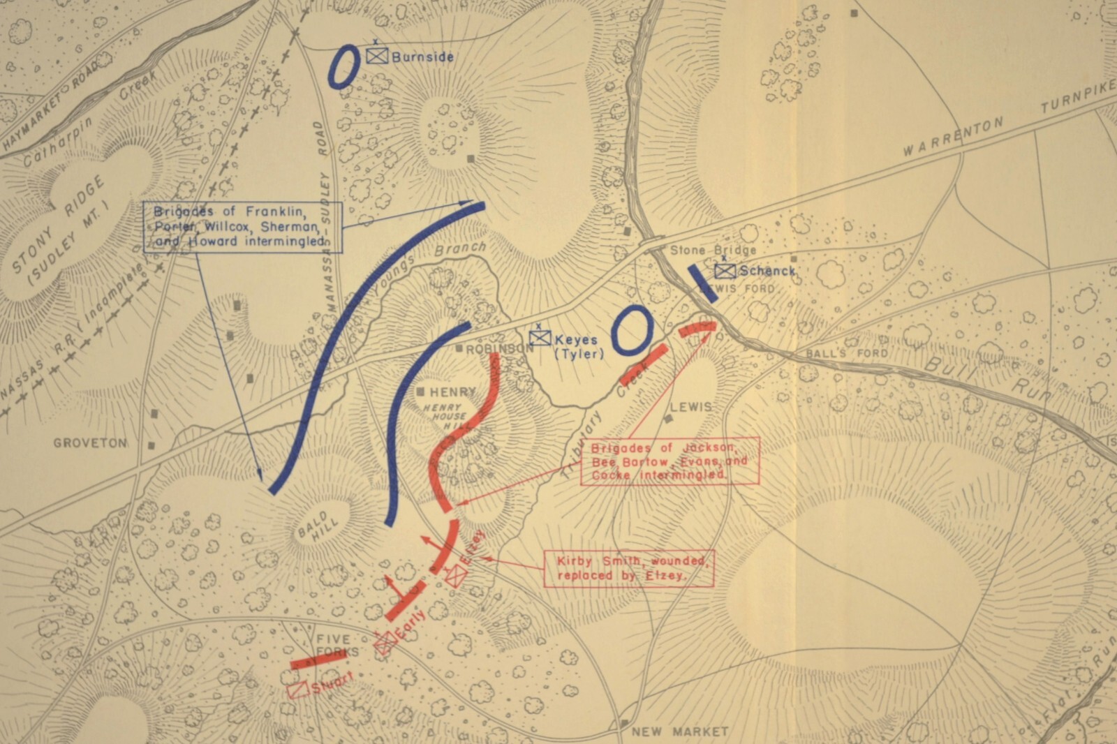 First Battle of Bull Run Map Manassas Virginia July 21st 1861