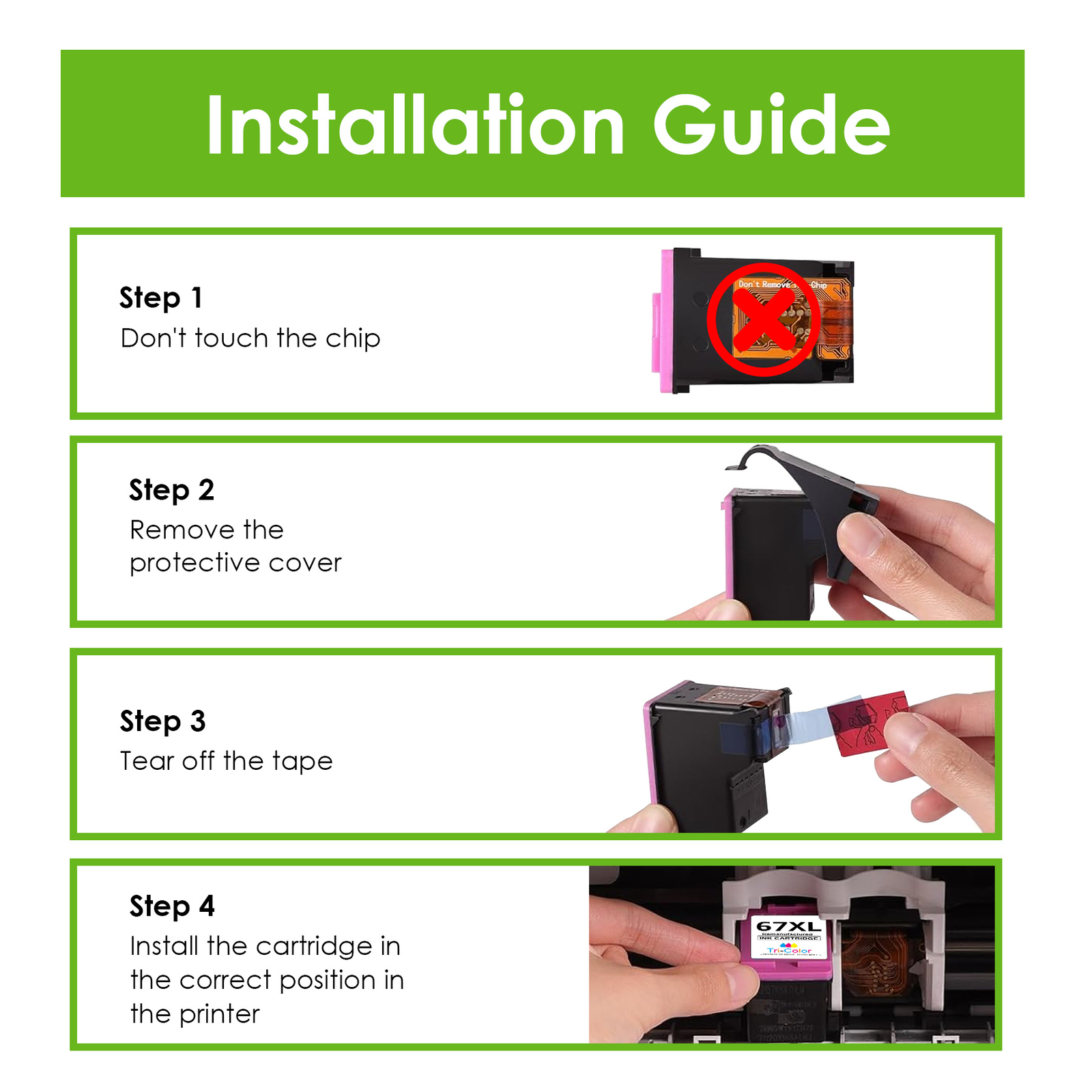 67XL Ink Cartridges Combo For HP 67 Ink XL DeskJet 2852e 2855 4152 4155 2700 Ink