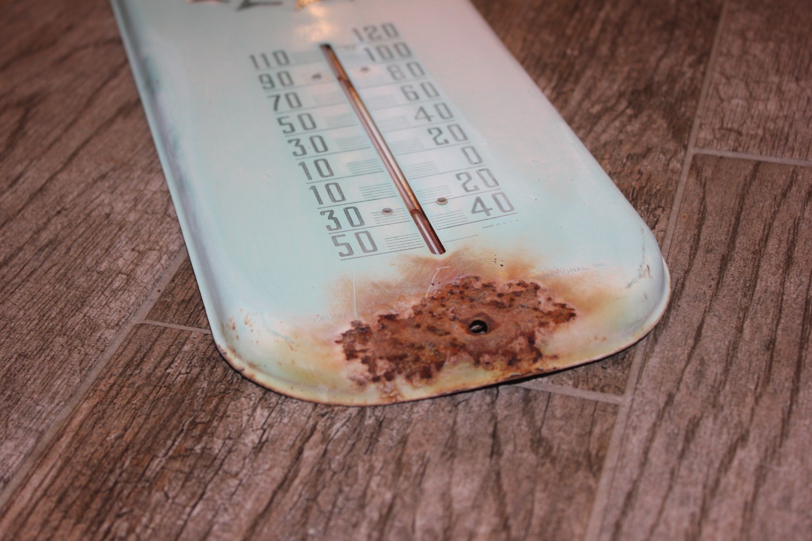 Vintage Rare Original Orange Crush Soda Metal Advertising Thermometer 6" x 16"