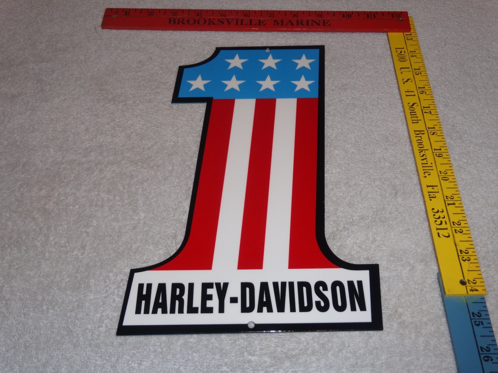 VINTAGE HARLEY DAVIDSON #1 MOTORCYCLES 12" METAL GASOLINE & OIL MOTORCYCLE SIGN!