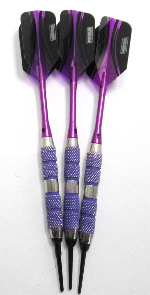 PURPLE PIZZAZZ 16 Gram Soft Tip Darts + Case Extra Flights, Tips, Shafts