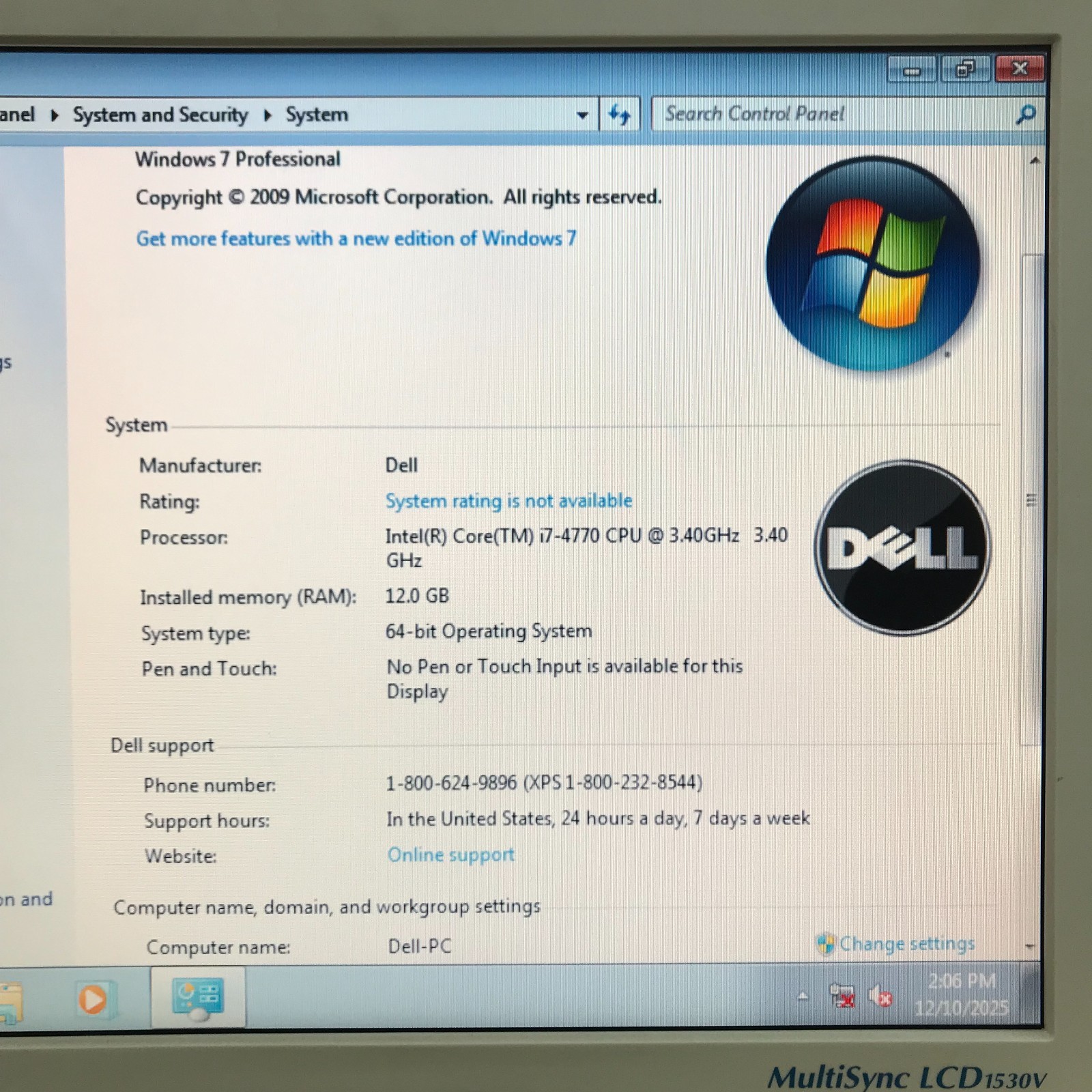 Dell XPS 8700 PC - i7-4770 3.40Hz 12GB RAM for Retro Gaming (Windows 7 Pro)