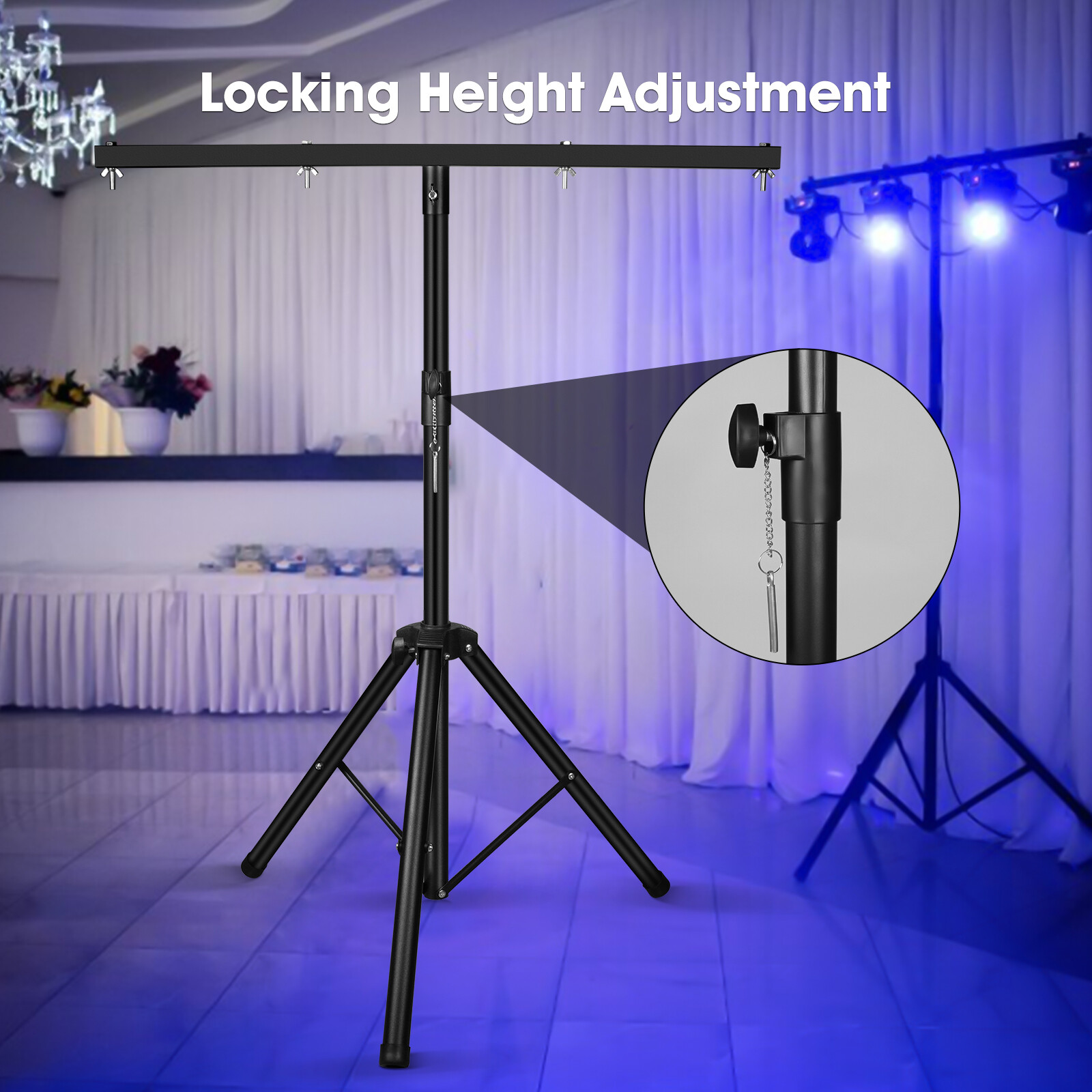 Pro Audio Universal Par Can Light Tripod Stand & T Bar Show DJ Disco Light Stand