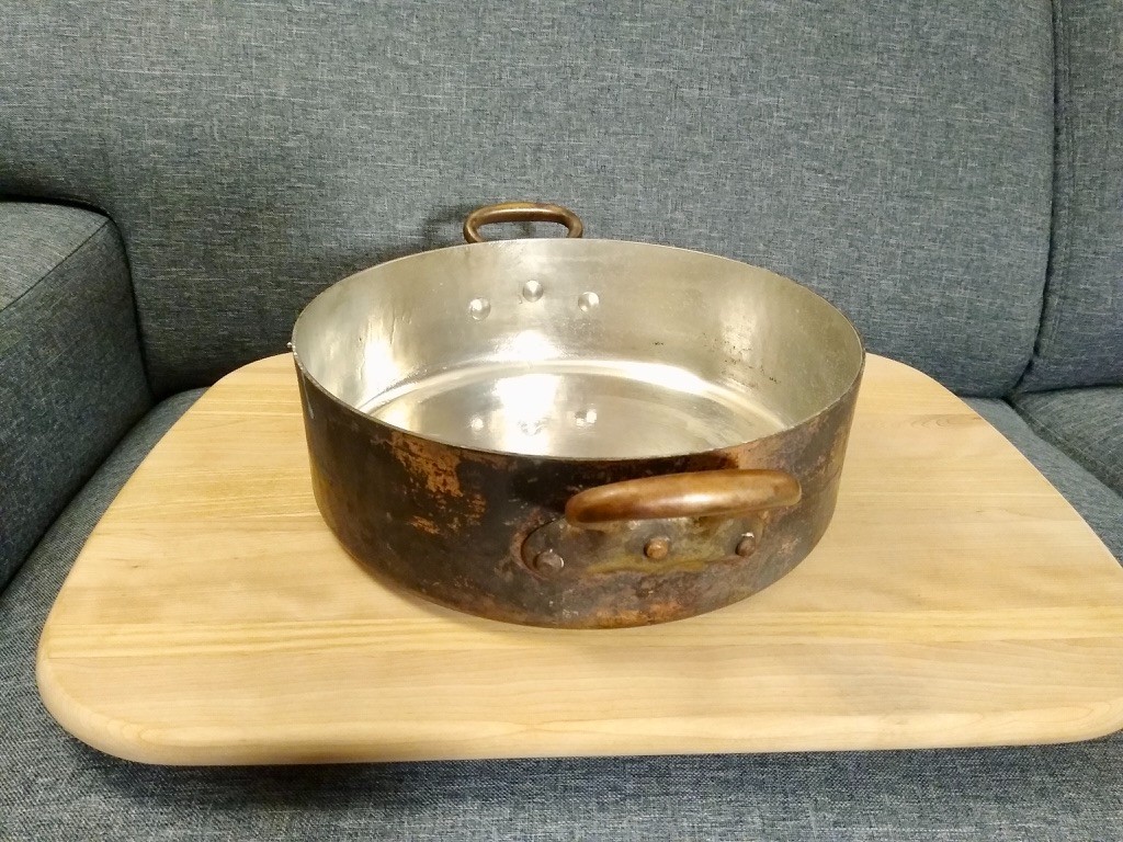 Incredible Large Hammered French Copper Rondeau Pot & Lid (Mauviel?) 2.5mm 28cm