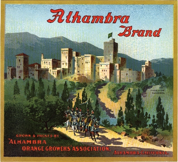 Alhambra Los Angeles  Palace Spain Orange Citrus Fruit Crate Label Art Print