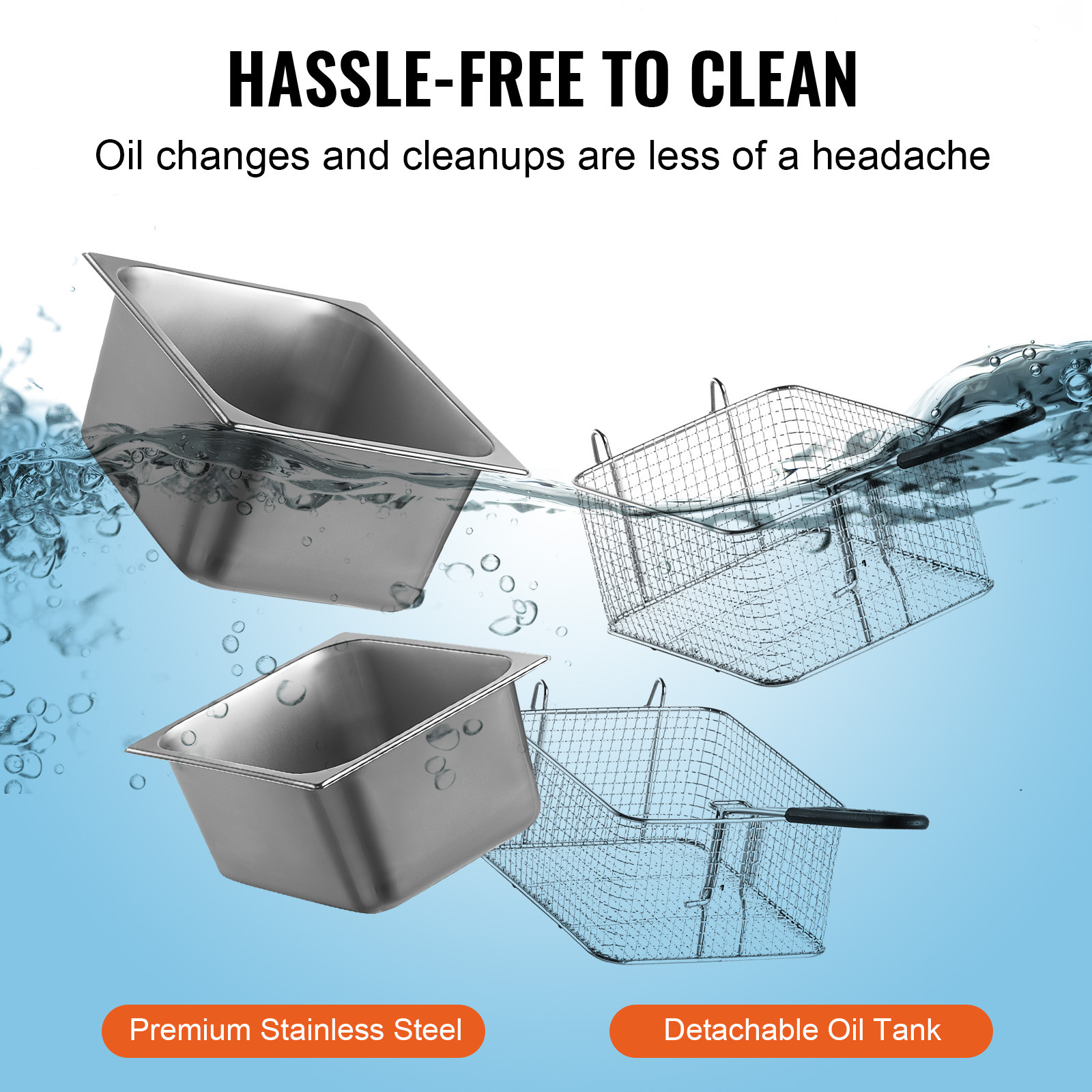 VEVOR Commercial Electric Deep Fryer Countertop Fryer 3000W Dual Tank 2x9Qt/8.6L