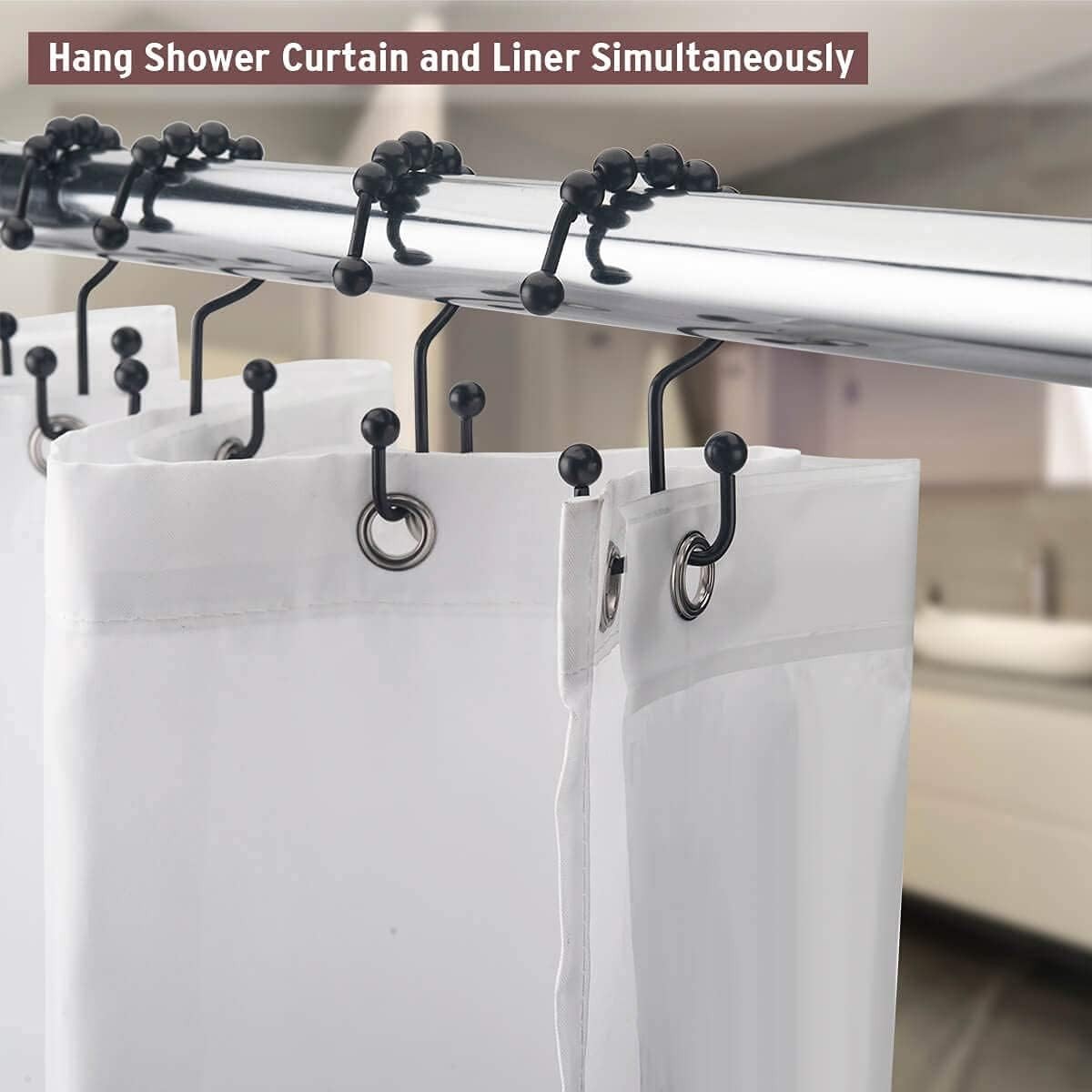 Luxury Oval Ceiling Mounted Shower Curtain Rod 45x25 Inch Matt Black Heavy Duty