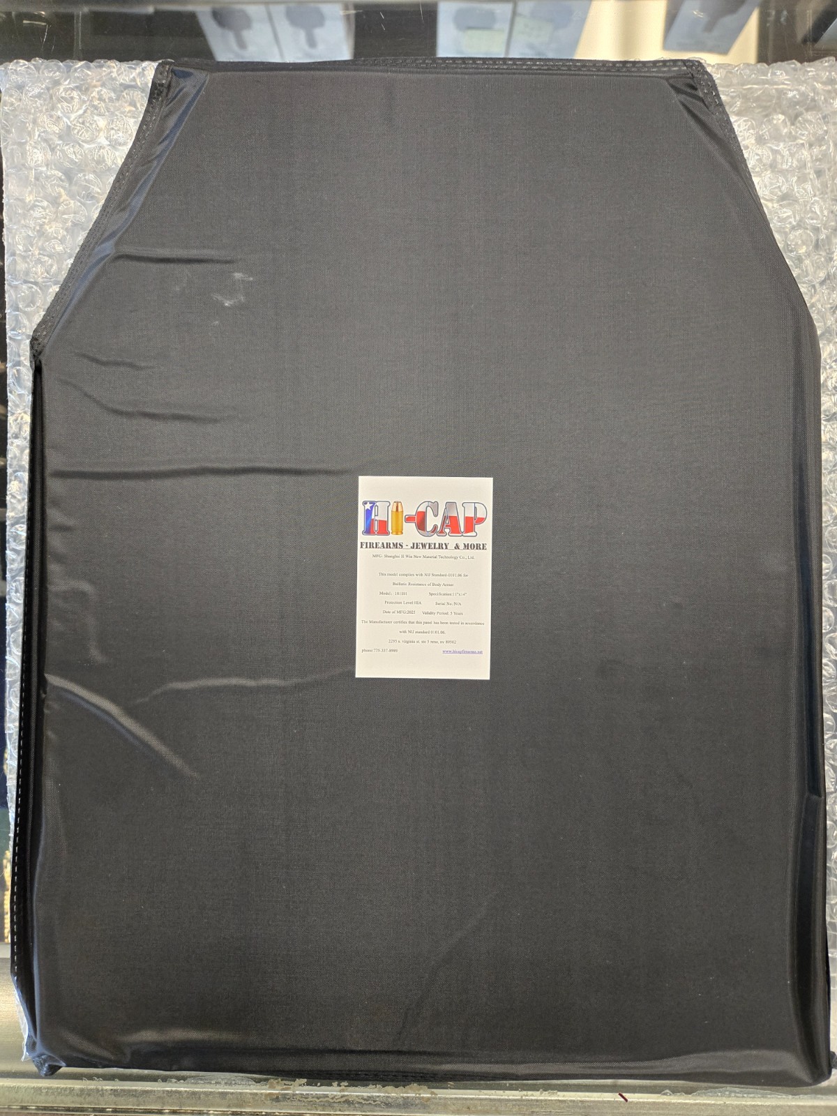 HI-CAP FIREARMS 11”x14” LEVEL IIIA 3A SOFT BALLISTIC PLATE SAPI CUT UHMWPE