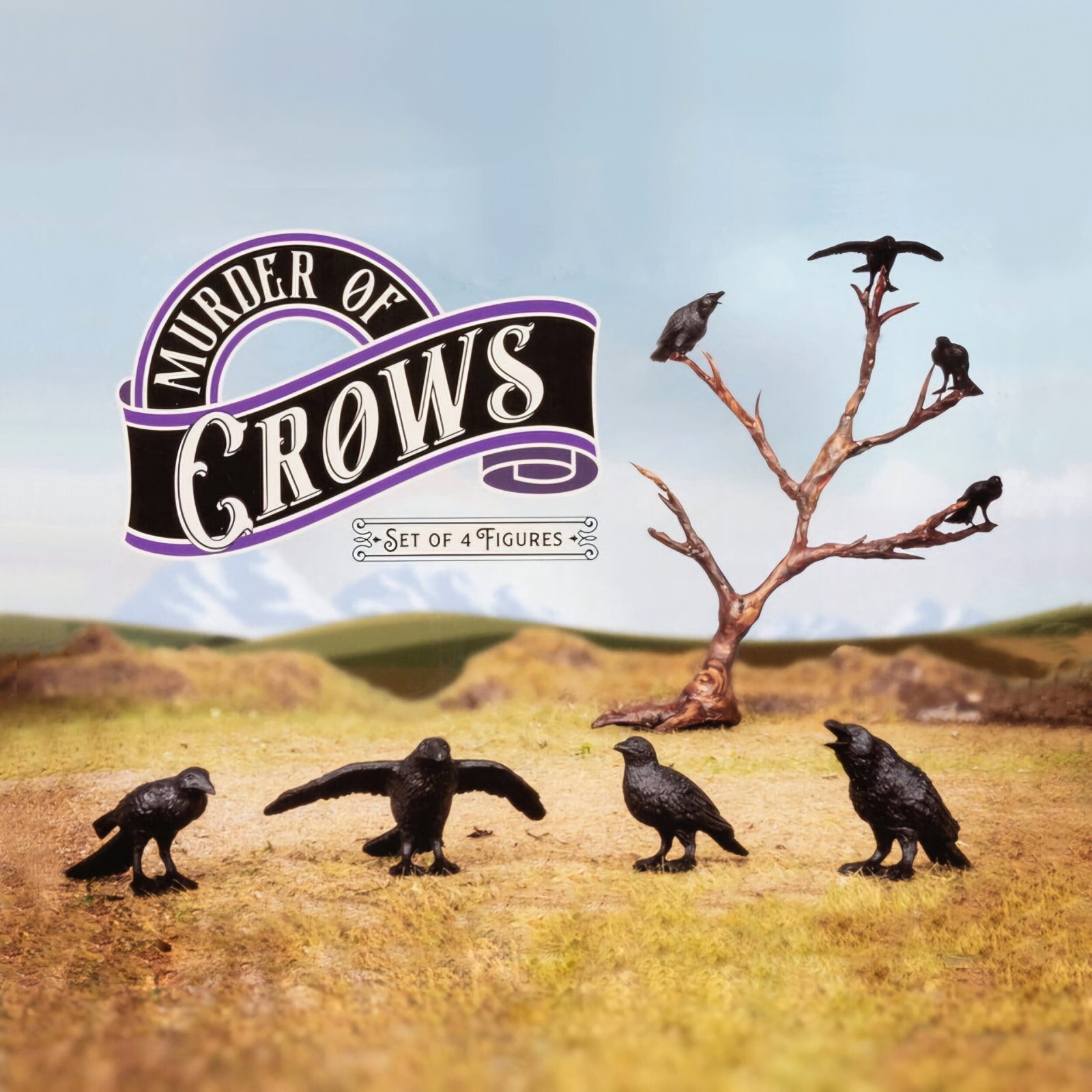 Murder of Crows, Mini Set of 4, Tiny Crow Figures