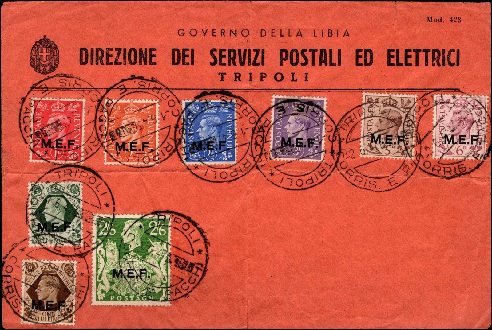 WWII M.E.F. Overprints Tripoli Libya Registered Cover