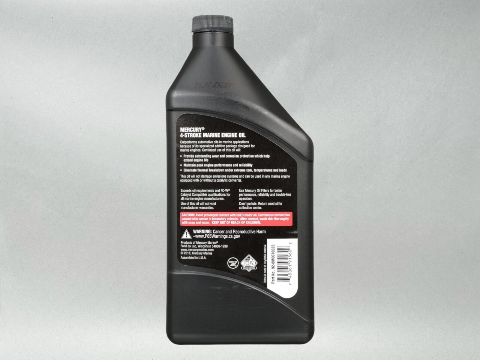 Mercury OEM SAE 10W-30 Mineral 4-Stroke Marine Engine Oil Quart 8M0078625-6PACK