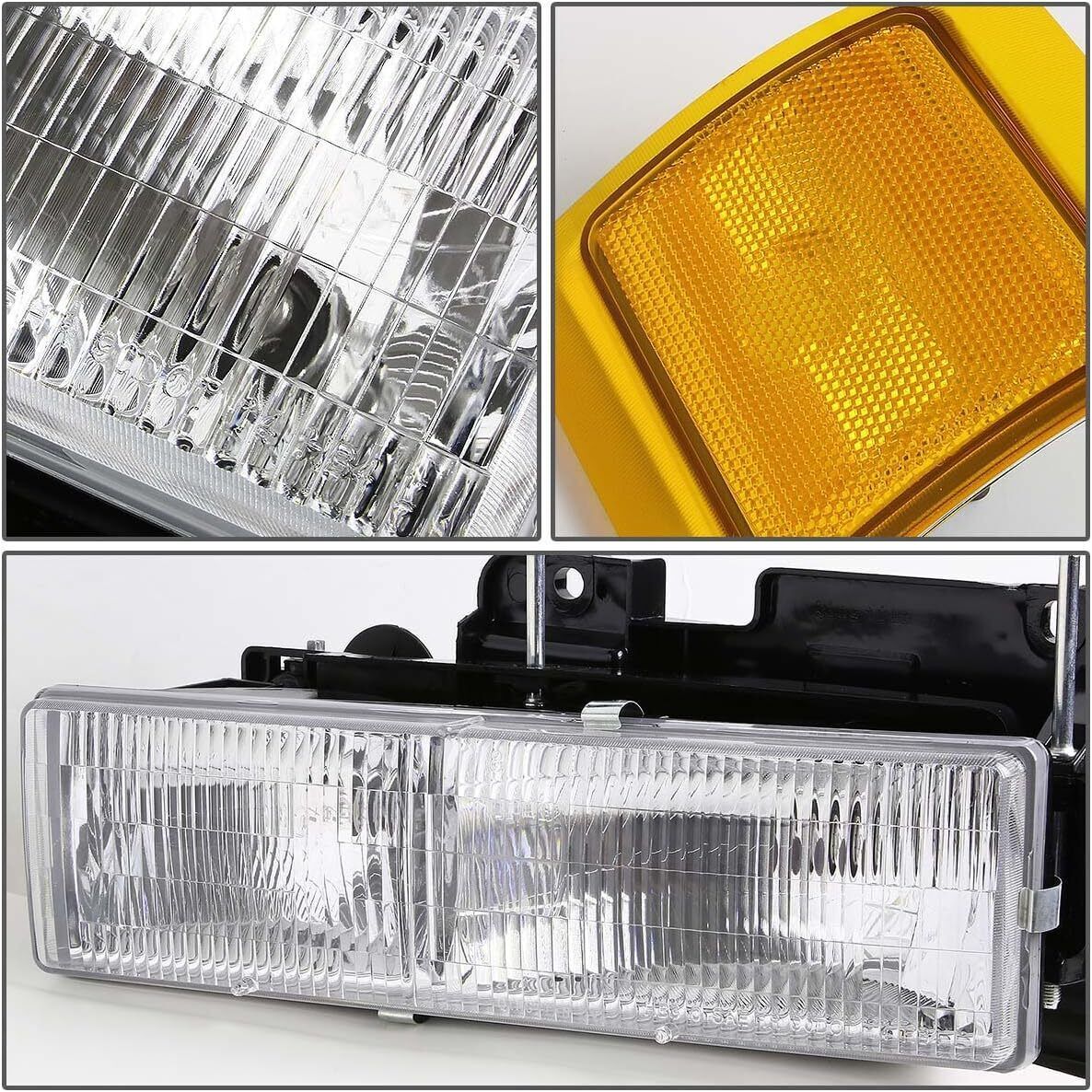 For 1994-1998 Chevy Silverado Headlights OBS C/K 1500 2500 3500 w/ Bumper Lamps