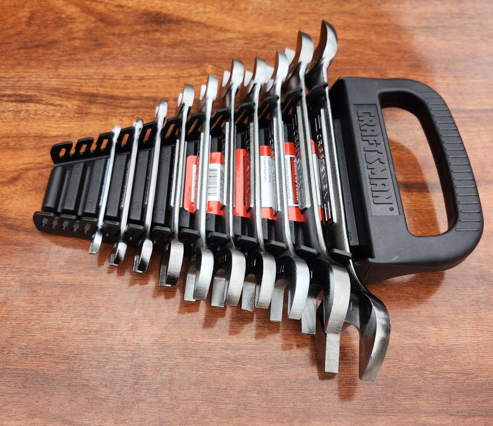 Craftsman SAE Double Open Wrench Set USA 1/4" to 1-1/8" - 10 Pcs Like New W Rail