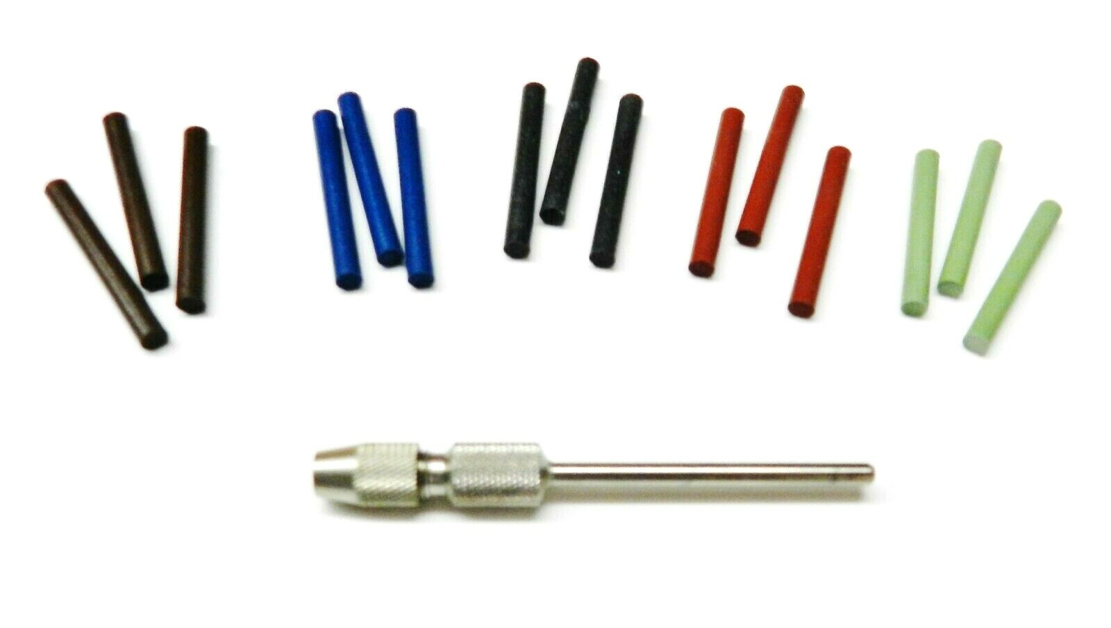 3mm Silicone Pin Polishing Points 15Pc Assortment of 5 Grades & Chuck Mandrel