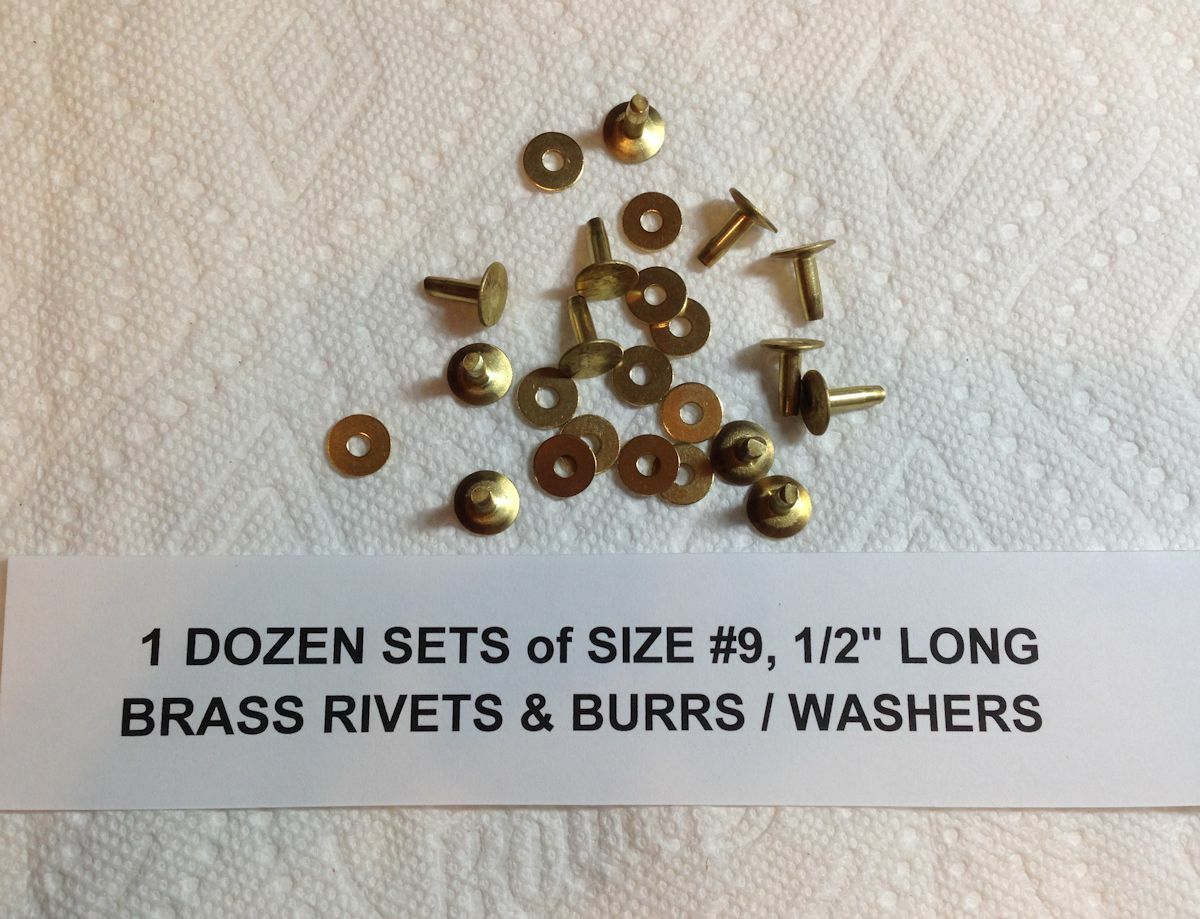 Solid COPPER or BRASS Rivets & Burrs, Sizes #9_#12_#14 Length 1/2"_3/4"_1"_1.5"