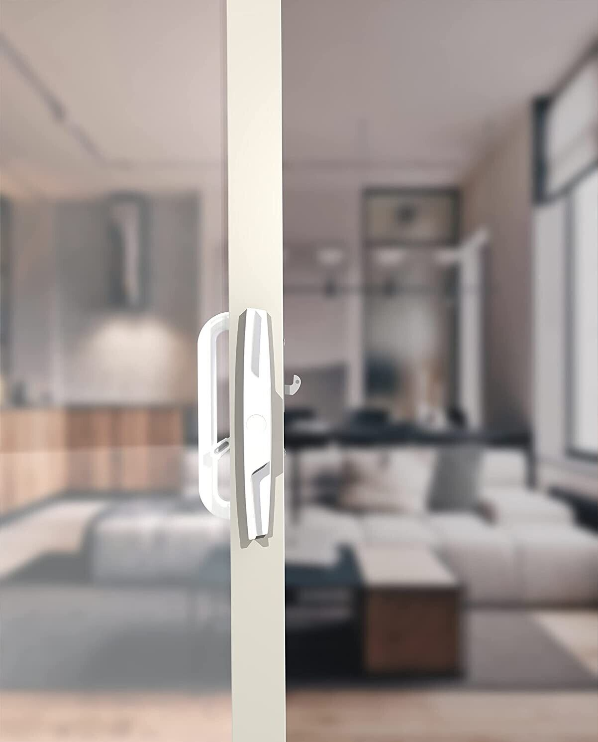 House Guard White Patio Door Handle Set with Mortise Lock for Replacement