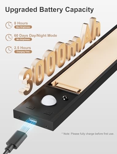 12inch Rechargeable Under Cabinet Lighting,56 LED -3 Color& 7 3PACK-12INCH