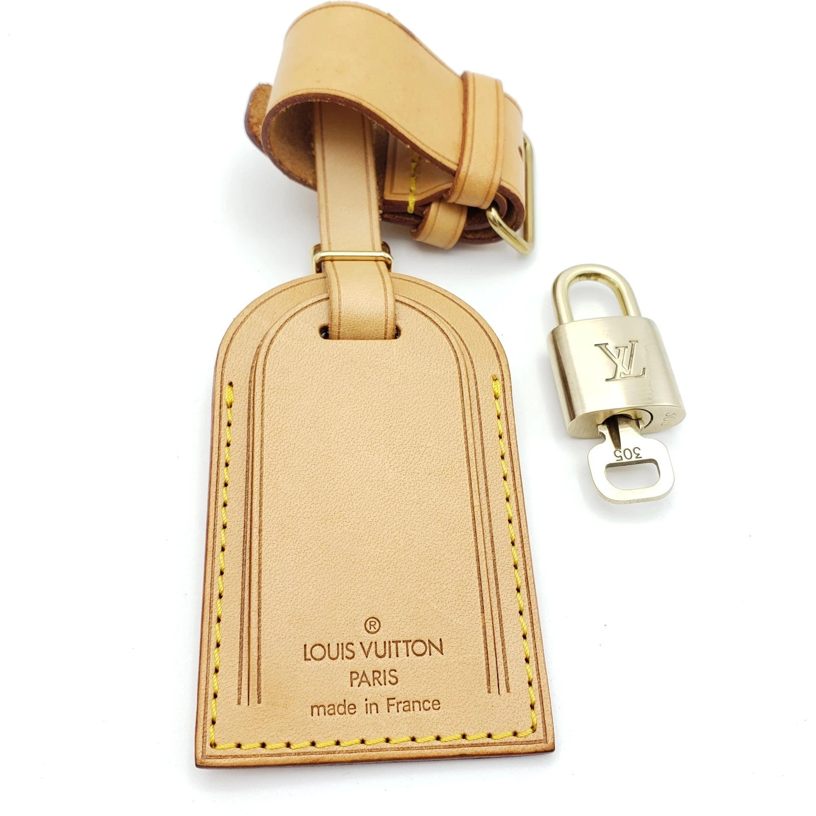 100% Authentic Louis Vuitton Luggage tag /Nametag with Gold Lock and Key