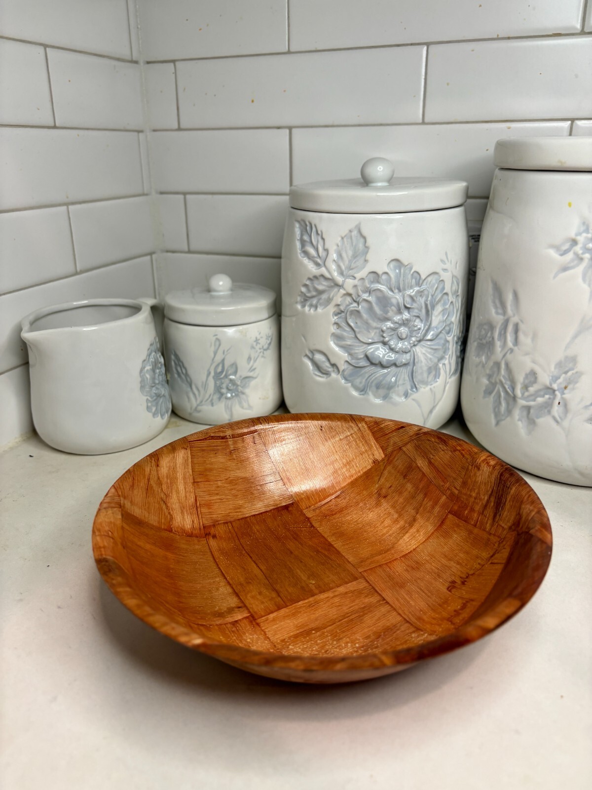 Wooden Woven Salad Bowl Woven Wood Snack Bowls 8"inch Set Of 6