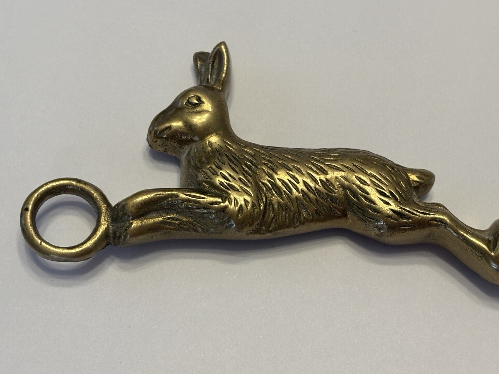 HTF Vintage 15" Brass Bounding Running Rabbit Hare Shoe Horn Shoehorn