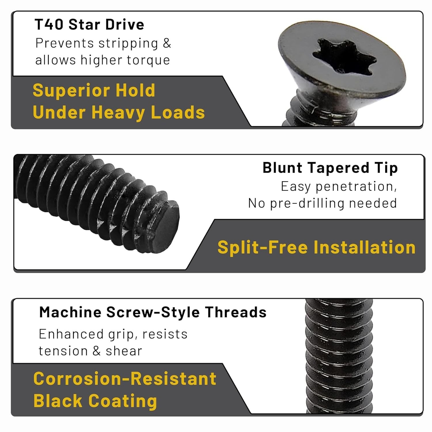 5/16-18 x 2-1/2” (300 Qty) Black Flat Head Trailer Deck Screws (BCP 1230)