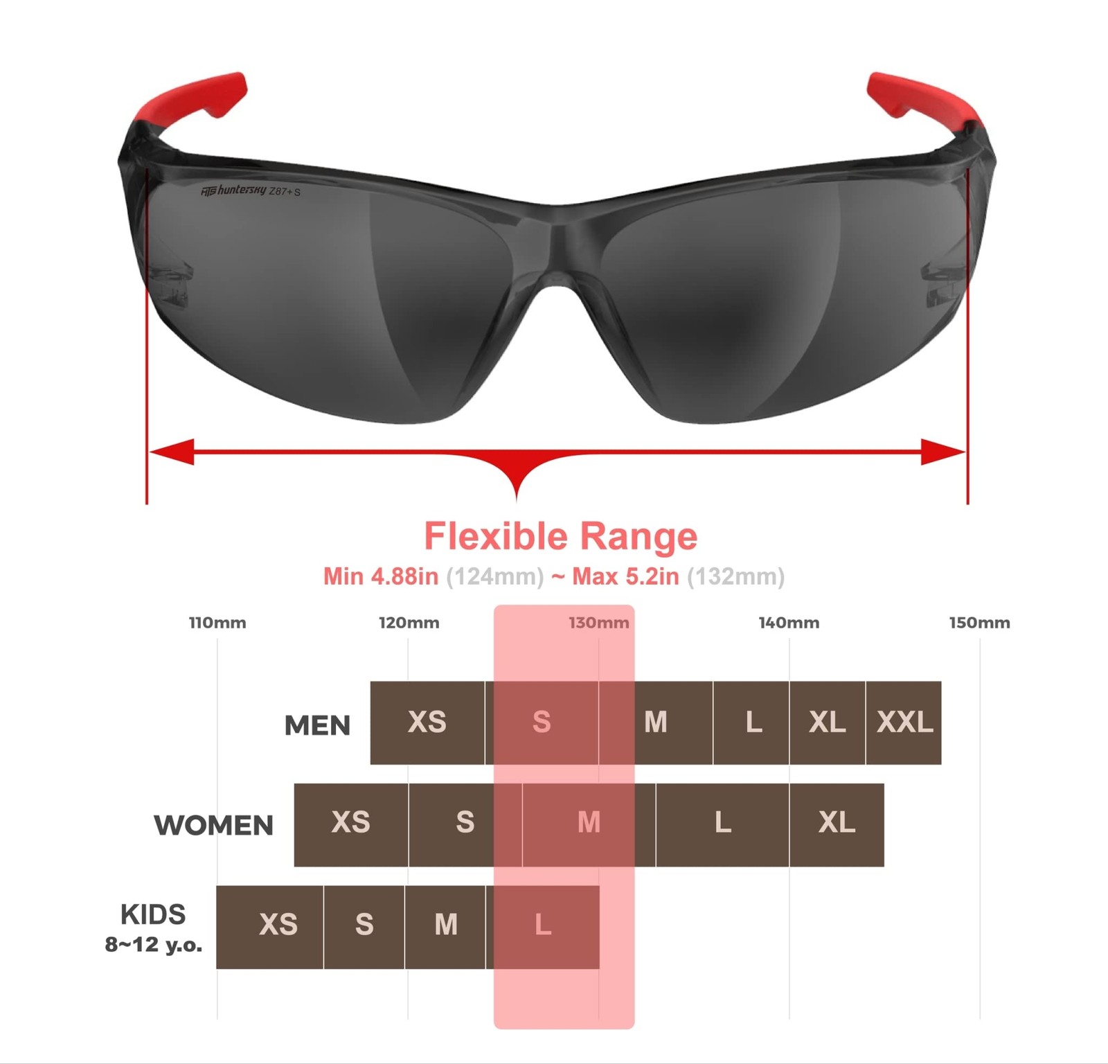 HTS HUNTERSKY S239 Lightweight Protective Wrap-Around small Medium, Smoke-red