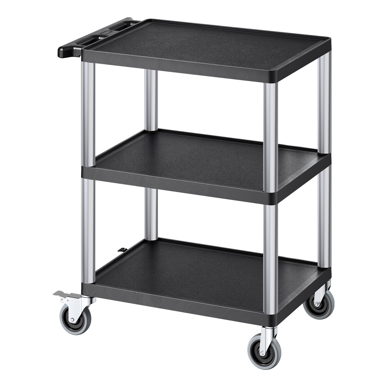 3-shelf Utility Cart 300 lbs 27.6 x 18.1-inch Service Cart with Wheels