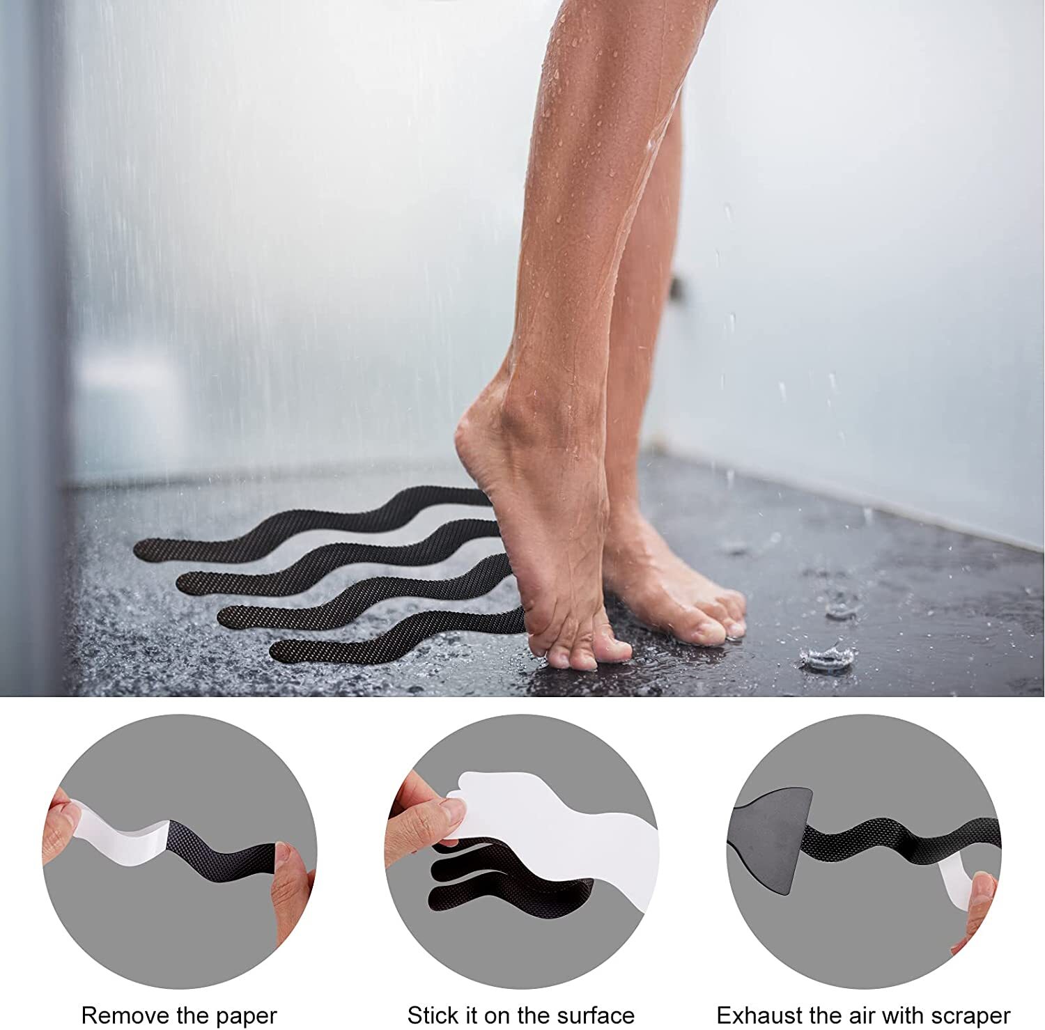 24PCs Bath Tub Shower Stickers Anti Slip Grip Strips Non-Slip Stickers