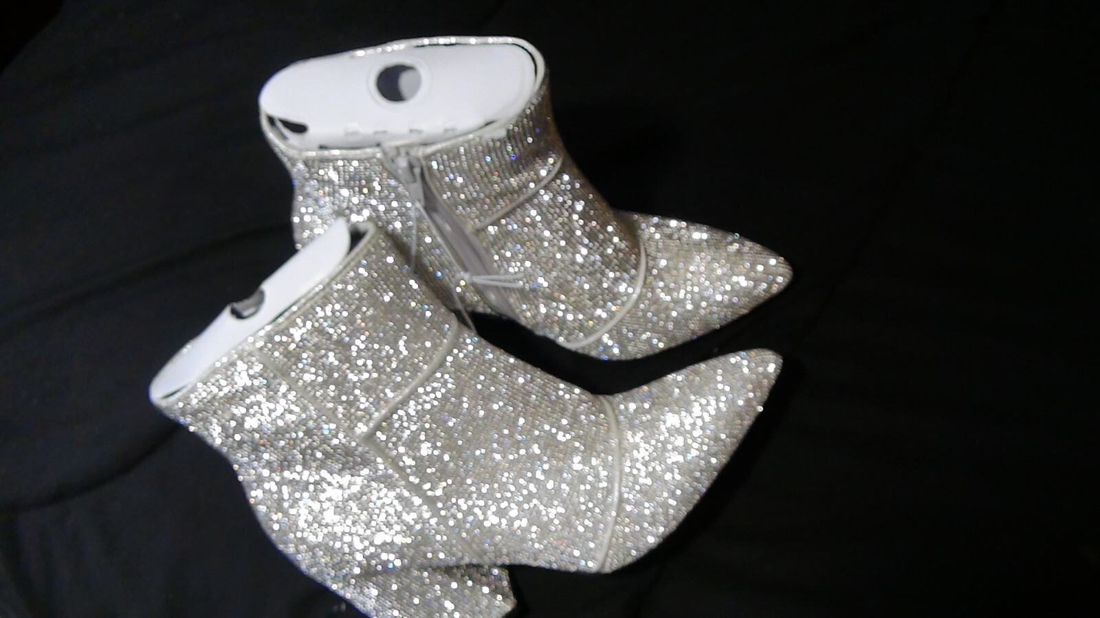 A New Day Cailin Womens Rhinestone Wide Width Ankle Boots Silver Size 8W