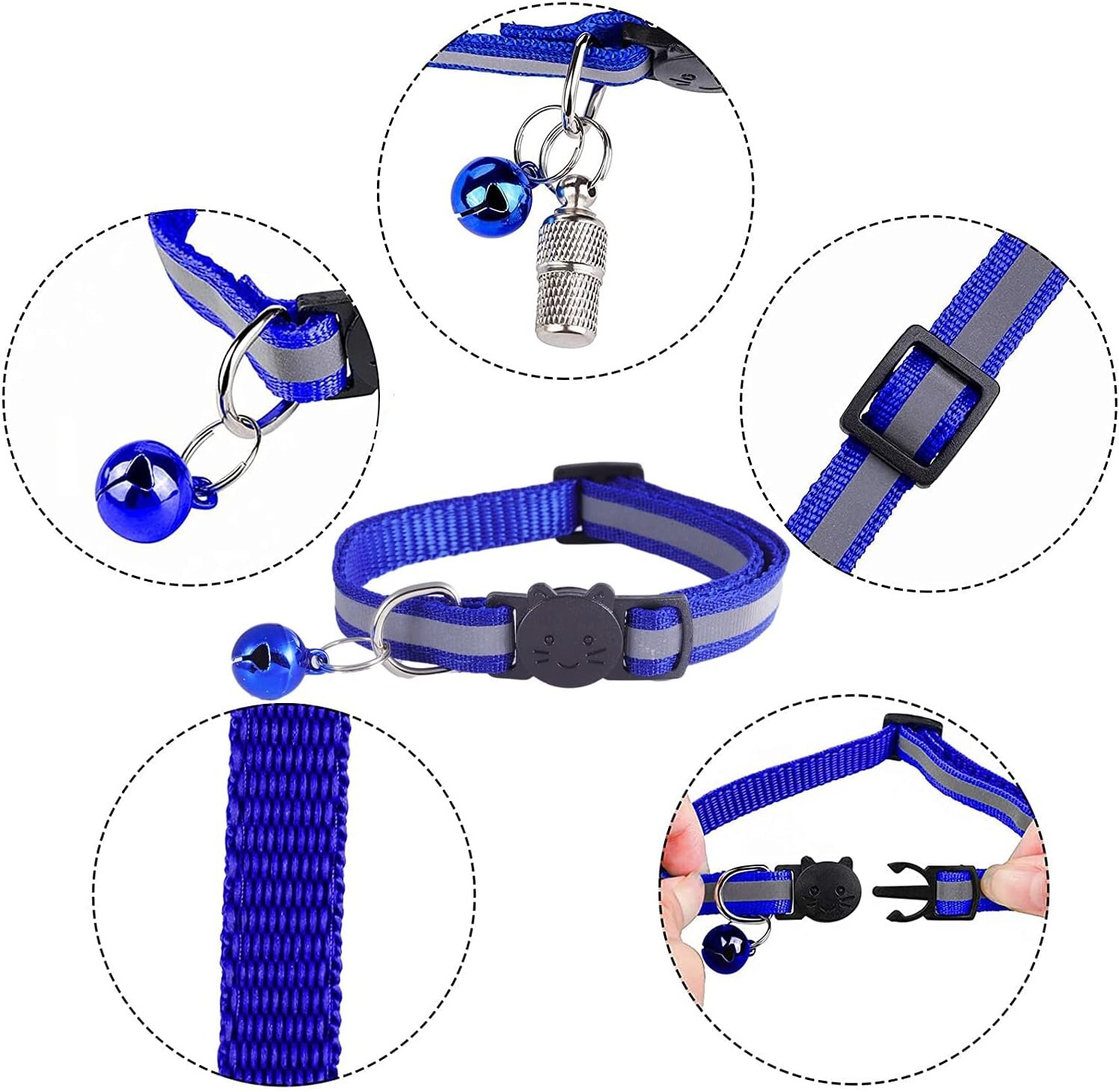 Extodry 12 OR 4 Pack Reflective-Breakaway Cat Collars with Bells,Safety Buckle