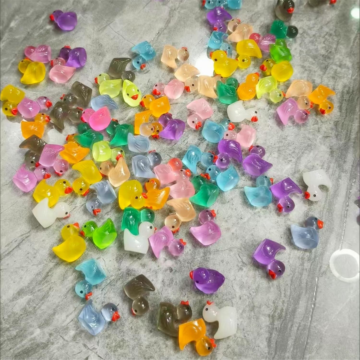 Glow in The Dark Mini Rubber Ducks, 12 Colors, 45 Pieces, Decorative Resin
