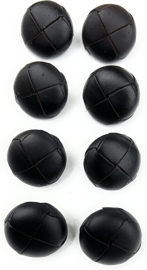 Black Genuine Leather Button Folded Design,-Ideal Leather Replacement Button Set